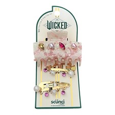 Wicked Scunci Hair Claw Clip  Snap Clips Set Embellished Hair Accessories Gold