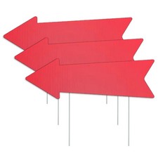 Red Arrow Signs with Stakes 16 x 5 Inches,This Way 16 inches by 5 inches,