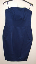 F&F Blue Bandeau Dress - Tulip Skirt, strapless, below-knee Women's UK 12 Party