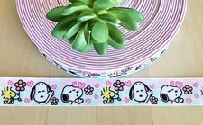 7/8" 1 YD Snoopy Grosgrain Ribbon Flowers Woodstock Beagle Dog Collar Ribbon