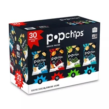 Popchips 30 Count 0.8 oz Pack – Healthy Potato Chips in Assorted Flavors