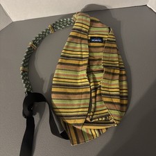Kavu Rope Bag Sling Backpack Multicolored Striped Brown Yellow NWOT 