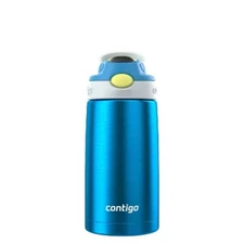 Contigo Kids' Stainless Steel Painted Blue Poppy Water Bottle Glacier: Leakproof