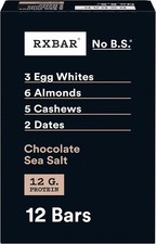 Protein Bars, 12g Protein, Gluten Snacks, Chocolate Sea Salt, 22oz Box 12 Bars