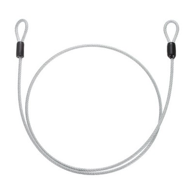 5/32'' Dia 2.6ft Security Cable Lock Vinyl Coated Steel with Loops Silver