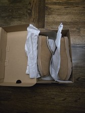 UGG Tasman II Chestnut Suede Slip-On Men Slippers Size 6 Embroidered Trim