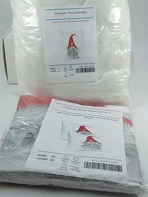 Ambesonne Gnome Soft Flannel Fleece Throw Blanket, 50X60  WITH MATCHING PILLWNEW