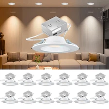 Lightdot 6 Inch Recessed Lighting 12 Pack White, 12W Dimmable LED Downlight 3...