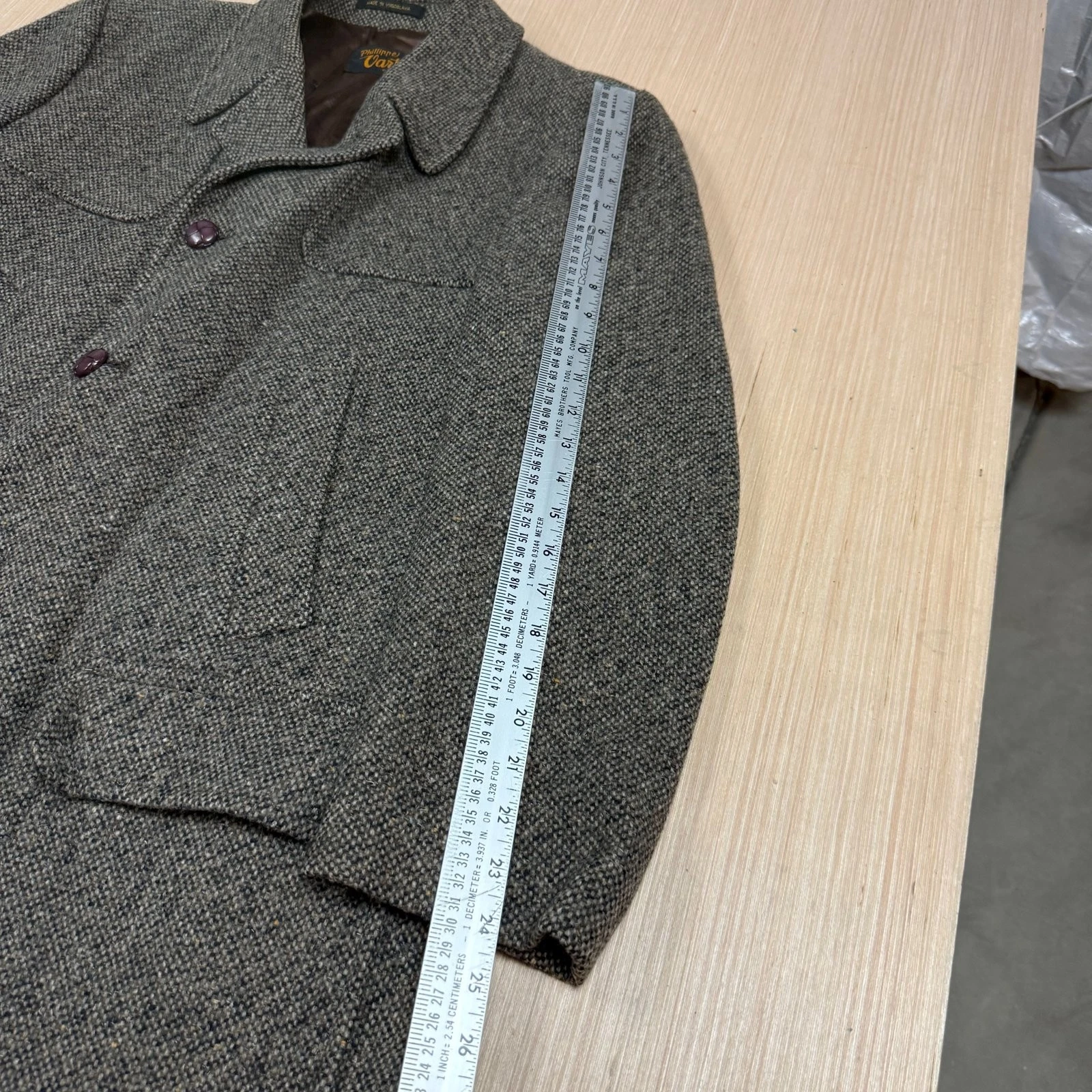 Vintage Tweed Wool Car Coat 42 Shooting 70s Jacket Yugoslavia Phillippe Vartin L image 6