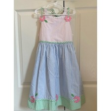 NWT Florence Eiseman Seersucker Dress with flowers size 6x