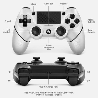 2 Pack for PS4 Controller, Wireless Controller for PS4/Pro/Slim/PC