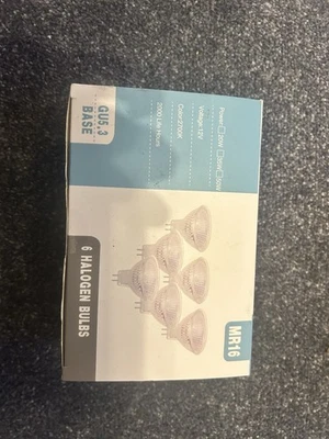 BELNS MELNS 6 Halogen BULBS GU5.3 Base - 12volt MR16 - 2700K - Brand New