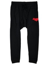 Batman Mens Black Red Arkham Knight Lounge Pants Pajama Bottoms Large