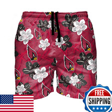 Foco Nfl Arizona Cardinals Mens Hibiscus Slim Fit 5.5 Swim Suit Swimming