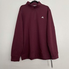 Adidas Men's Go To 1/4 Zip Pullover Terry Long Sleeve Maroon Size 2XL