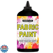 GOODTAKE Fabric Paint For Clothes Permanent, Black Acrylic Paint For Canvas P