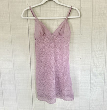 Vintage VS Y2K Victoria s Secret Sheer Lace Slip Lilac Pink Rose Size M