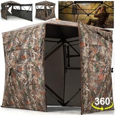 Portable Hunting Blind 360  See Through Floor Mat Dual Door 2-3 Person Camo