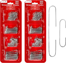 Value Set 600Pc Silver Ornament Hanging Hooks Holiday Decor - Includes 300 Large