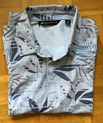 Travis Mathew Golf Polo Herren Grau Blau Floral Gr. M/ EU 48  neu