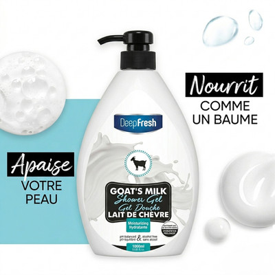 DeepFresh Goat s Milk Shower Gel 1000ml-Moisturizing, pH-Balanced & Alcohol-Free