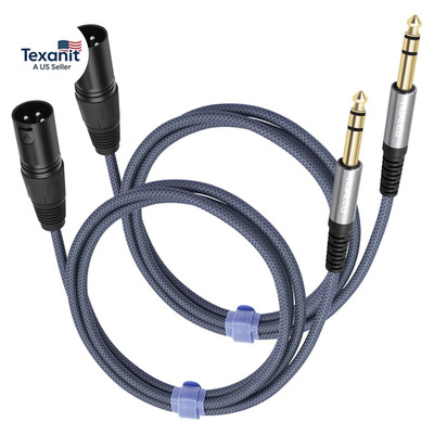 2 Pack 1/4 TRS Male to 3Pin XLR Mael Auido Cable,6.35Mm TRS to XLR Male Braid Qu