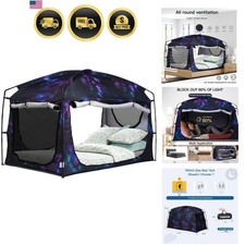 Bed Tent Portable Privacy Sleeping Canopy Blackout Mesh Windows Kids Adult