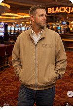 Casino Jacket Vintage Stardust Las Vegas Cream Bomber XL Soft Made in USA Logo