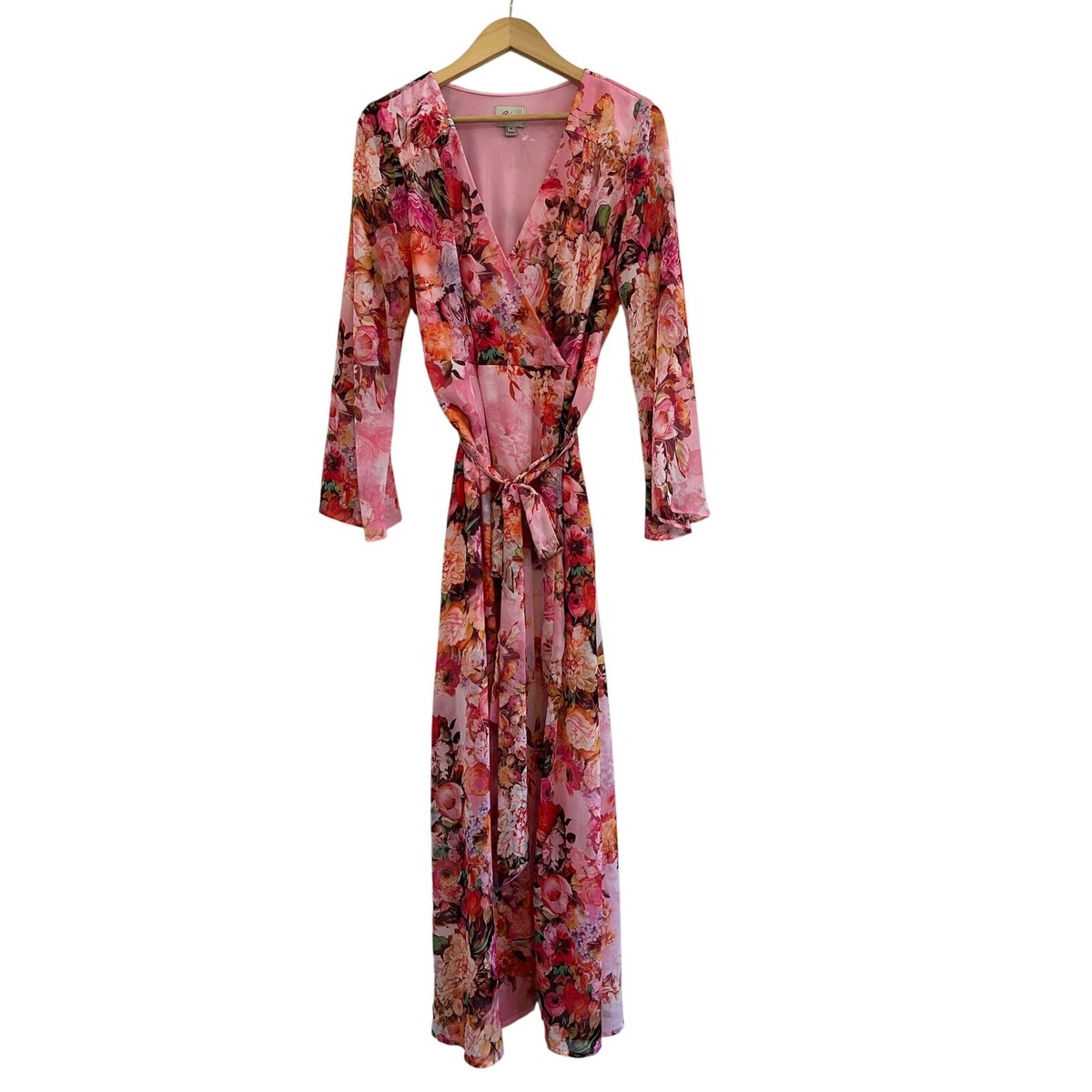 Beige Eci Floral Belted Maxi Dress Womens 10 Pink Cottagecore Chic Fairy  Whimsy