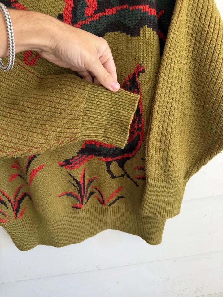 20 世纪 80 年代 Mondi 西德羊毛丙烯酸船领野鸡毛衣 - M — 第 4/4 张图片