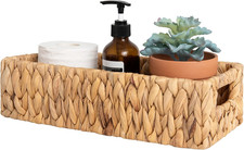 Water Hyacinth Basket for Toilet Paper, Wicker Baskets for Storage with Built-In