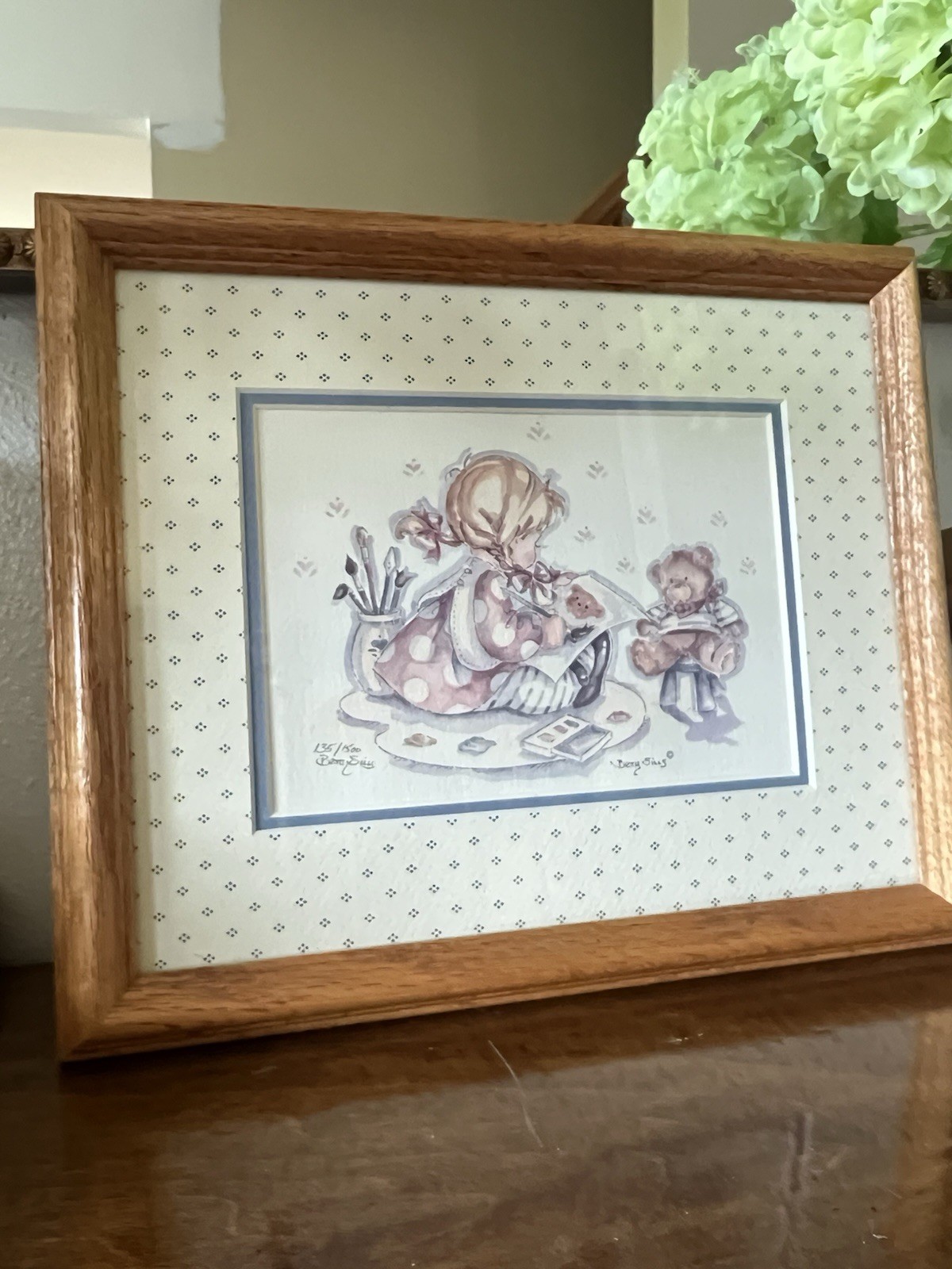 Betty Sills Limited Edition Signed Framed Print Child Teddy Bear Art
