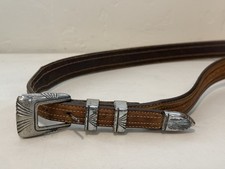 Vintage Tony Lama 36 Brown Leather Western Belt 40" 4-Pc Ranger Buckle Set