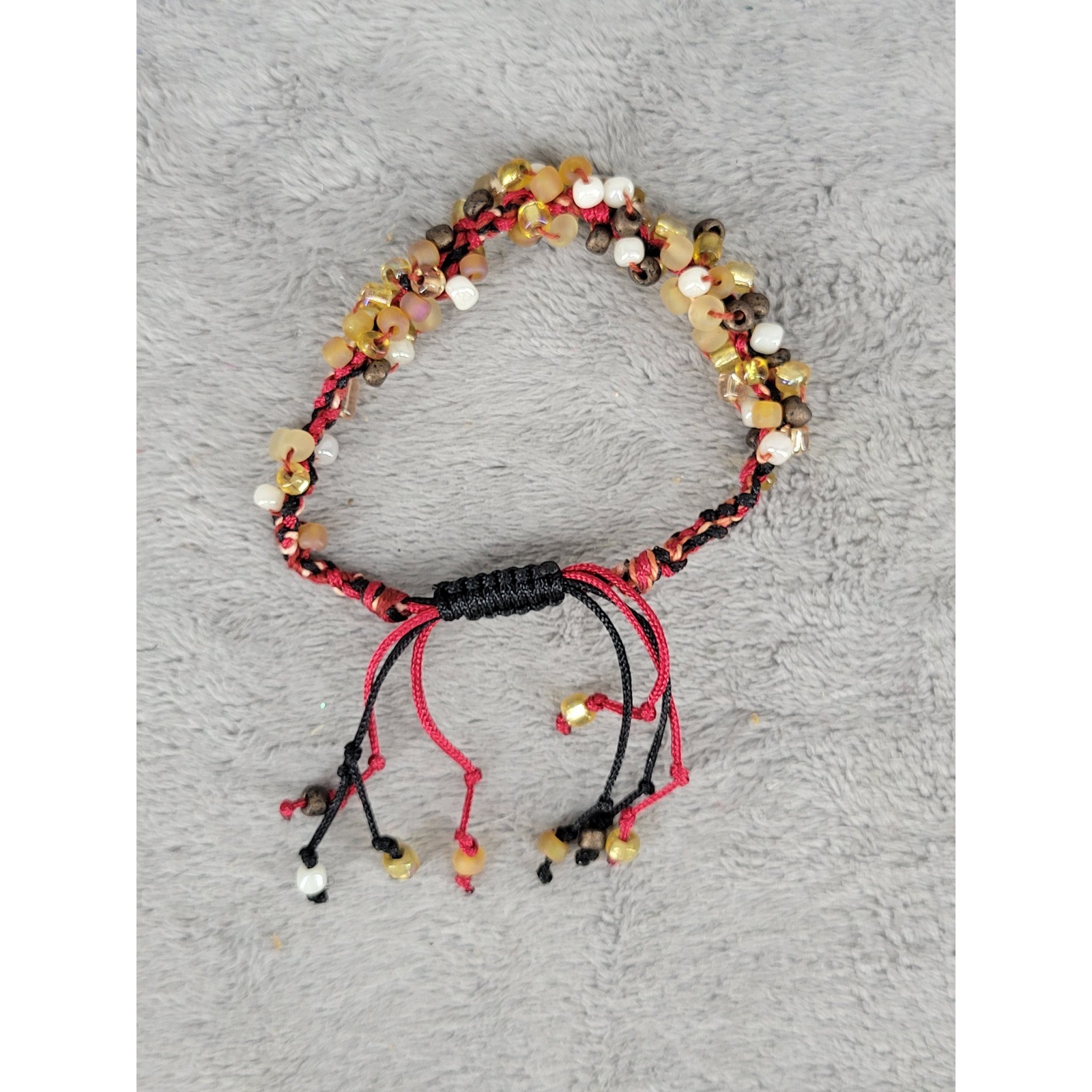 Boho Beaded Bracelet Adjustable String Red Black … - image 1