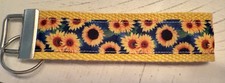 Yellow and Blue Sunflower Cotton Webbing Keychain/Keyfob/Wristlet