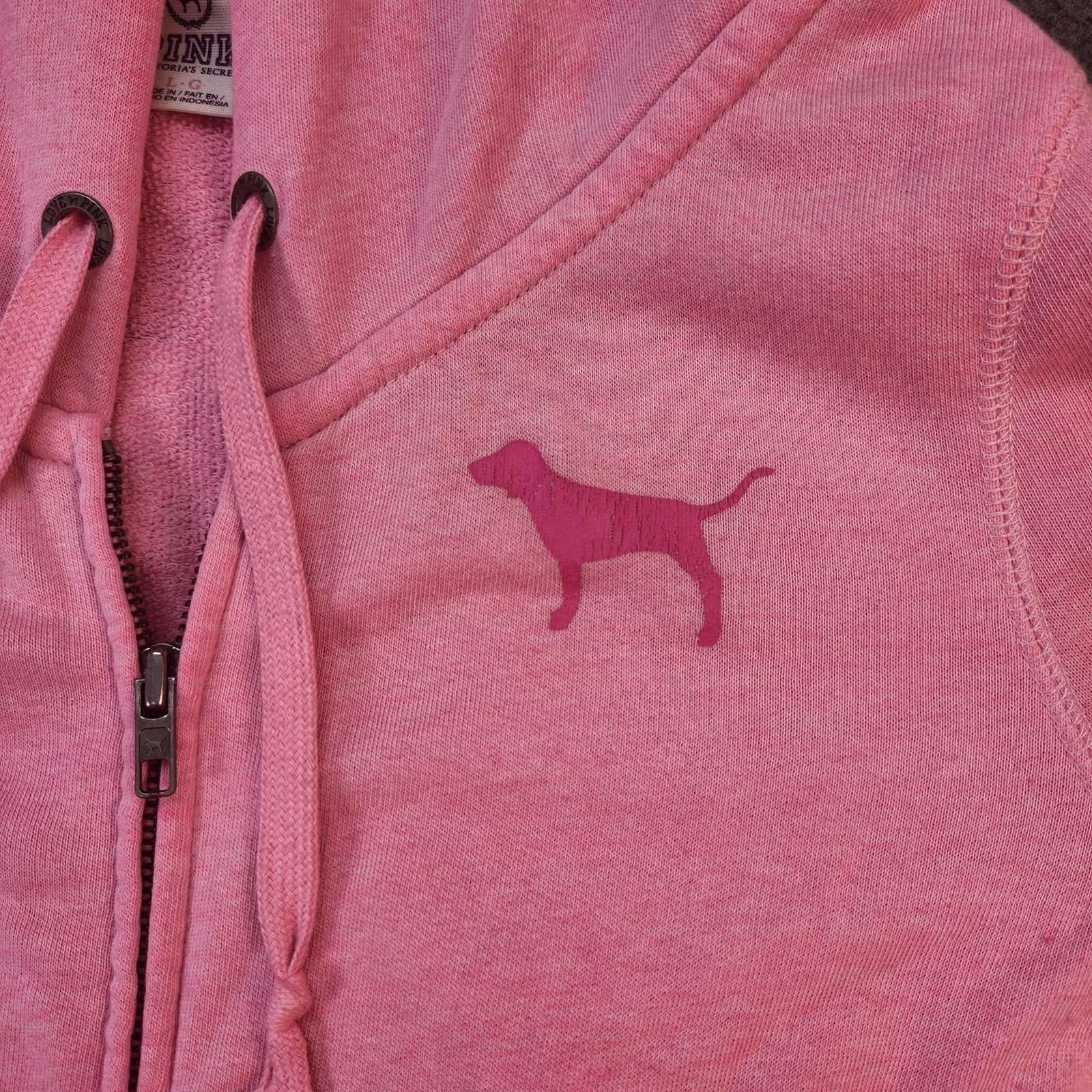 UNDERCOVER Felpa Victoria's Secret rosa con cappuccio donna piccola full zip maglione cane