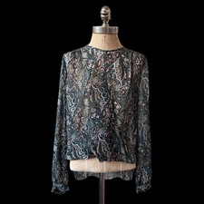 Veronica Beard Silk Print Blouse / Semi-Sheer / Size 4 / Small / Faux Wrap