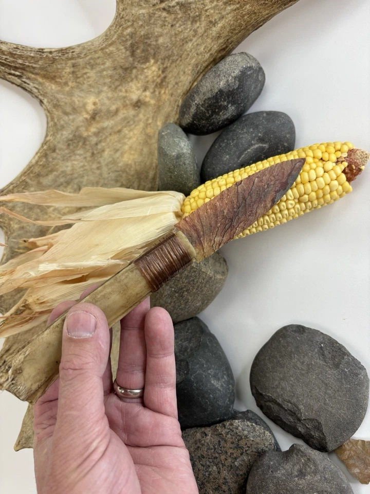 Wild Horse Jasper Flint Knapped Bone Handle Knife Hunting Fishing Grady Bowen - Image 3 of 4