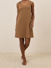 New Pact Softspun A-Line Tank Dress Size S Brown Tan Organic Cotton Sleeveless