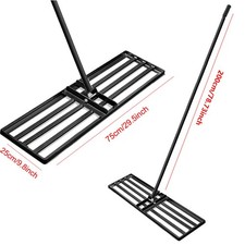 Lawn Leveling Rake 30"x10" Level Lawn Tool with 75" Steel Extended Handle -Black