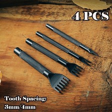 4Pcs 3/4mm Leather Craft Pricking Iron Lacing Stitching Chisel Hole Punch Tool