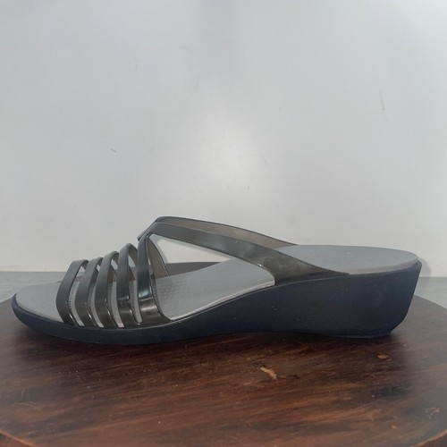Crocs Women’s Isabella Mini Wedge Jelly Sandals Slides Shoes Black Size 10 Beach