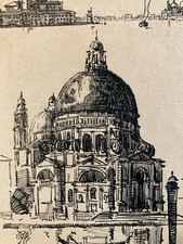 Drawing Ink Venice Italy Xixth Saint Marc 1880 Church Santa Maria of The Saluté