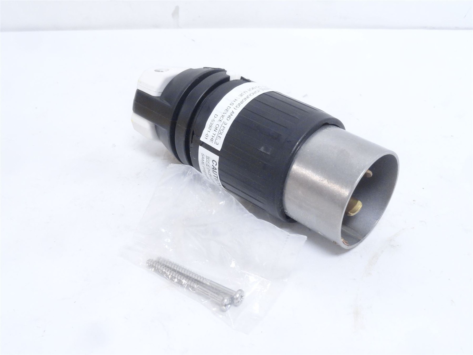 251088 New-No Box; Hubbell HBL7765C Locking Plug; 50A; 3 Pole; 600VAC/125VDC