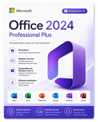 MS Office 2024 Professional Plus Vollversion Key Sofort Email Versand