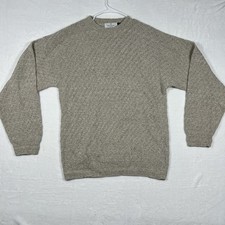 Vintage Bill Blass Menswear Mens XLT Tan Cotton Crewneck Sweater Made in USA