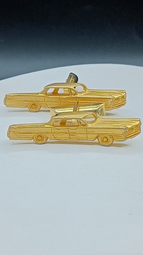 Vintage Chevrolet Pontiac Manschettenknöpfe Oldtimer 18K vergoldet Statement 1,63"