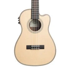Kala KA-SSEBY-B-CE Solid Spruce Top Striped Ebony Acoustic-Electric Baritone Uku