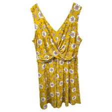 Candies XL Mini Dress Yellow Floral Twist Front Sleeveless Preppy Boho 1039