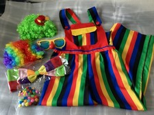 Womens Fancy Dress Clown Outfit, Large + Accessories